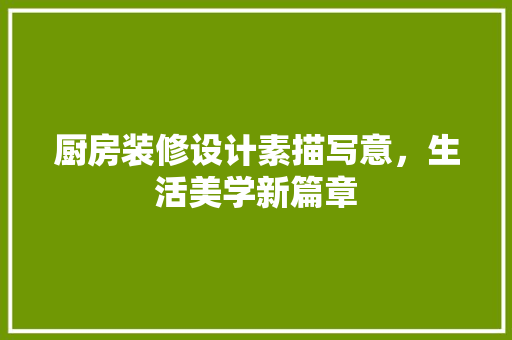 厨房装修设计素描写意，生活美学新篇章  第1张