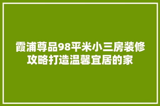 霞浦尊品98平米小三房装修攻略打造温馨宜居的家