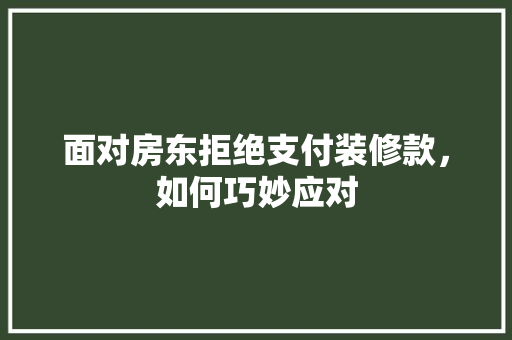 面对房东拒绝支付装修款，如何巧妙应对
