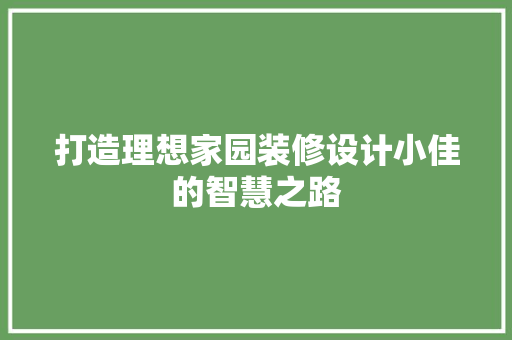 打造理想家园装修设计小佳的智慧之路