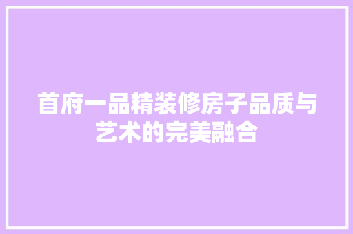 首府一品精装修房子品质与艺术的完美融合