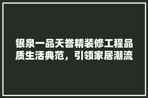 银泉一品天誉精装修工程品质生活典范，引领家居潮流