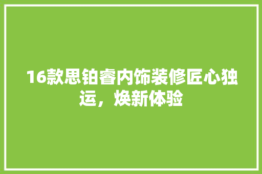 16款思铂睿内饰装修匠心独运，焕新体验