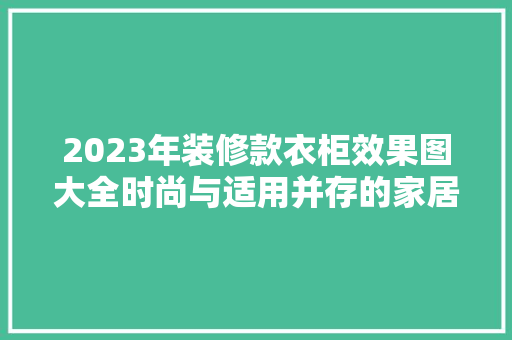2023年装修款衣柜效果图大全时尚与适用并存的家居艺术