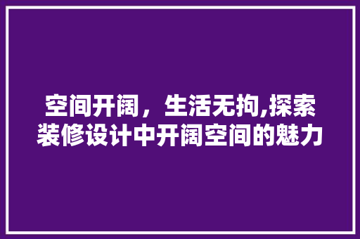 空间开阔，生活无拘,探索装修设计中开阔空间的魅力