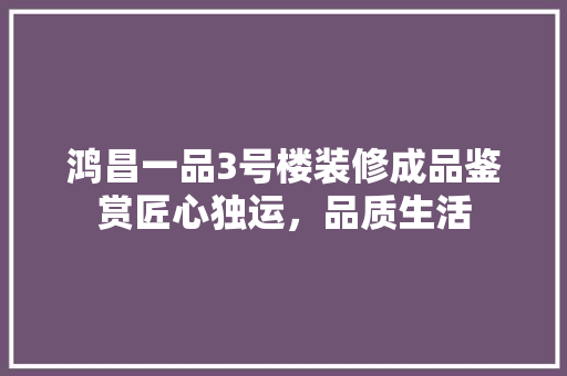 鸿昌一品3号楼装修成品鉴赏匠心独运，品质生活