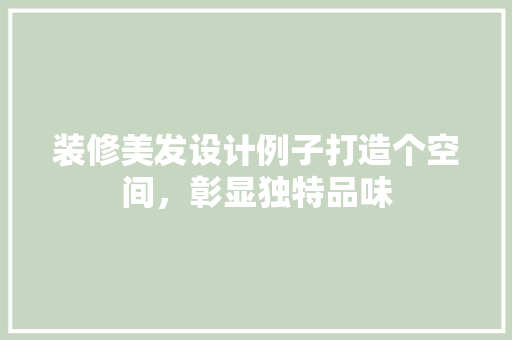 装修美发设计例子打造个空间，彰显独特品味