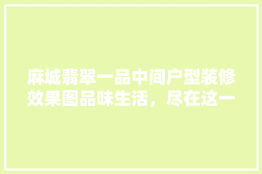 麻城翡翠一品中间户型装修效果图品味生活，尽在这一方空间