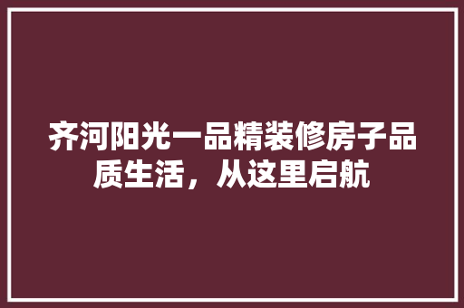 齐河阳光一品精装修房子品质生活，从这里启航