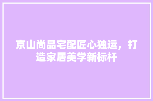 京山尚品宅配匠心独运，打造家居美学新标杆