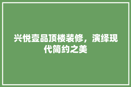 兴悦壹品顶楼装修，演绎现代简约之美