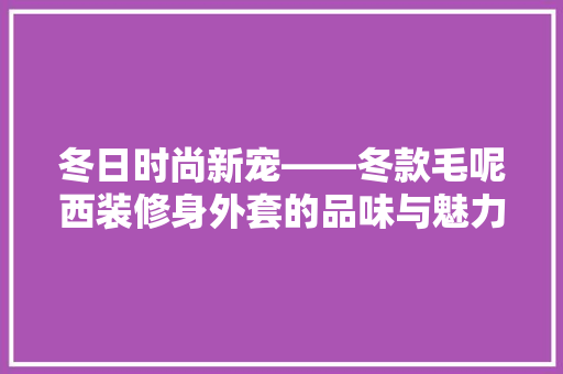 冬日时尚新宠——冬款毛呢西装修身外套的品味与魅力