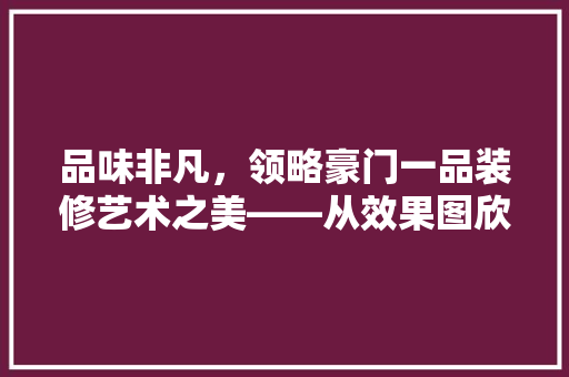 品味非凡，领略豪门一品装修艺术之美——从效果图欣赏装修风格与设计理念