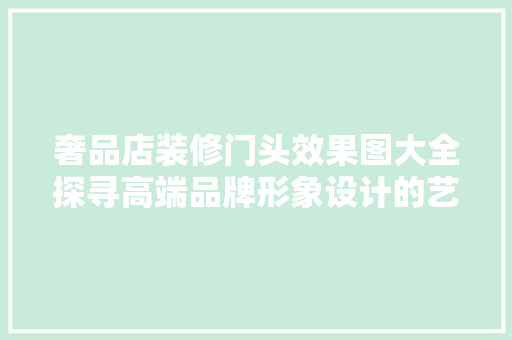 奢品店装修门头效果图大全探寻高端品牌形象设计的艺术与智慧