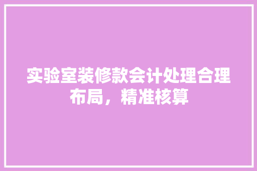 实验室装修款会计处理合理布局，精准核算