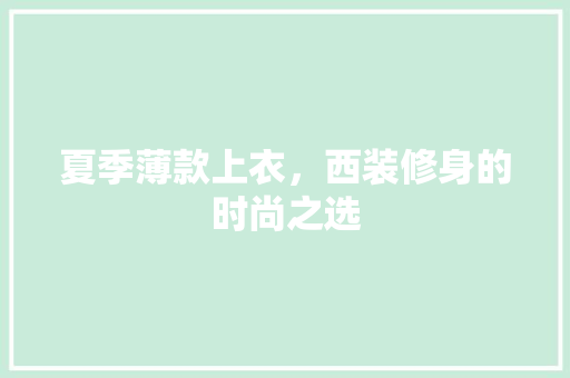夏季薄款上衣，西装修身的时尚之选