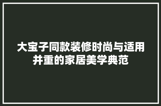 大宝子同款装修时尚与适用并重的家居美学典范
