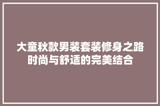 大童秋款男装套装修身之路时尚与舒适的完美结合