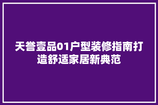 天誉壹品01户型装修指南打造舒适家居新典范