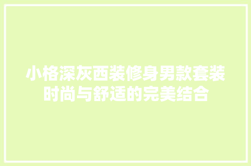 小格深灰西装修身男款套装时尚与舒适的完美结合