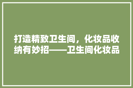 打造精致卫生间，化妆品收纳有妙招——卫生间化妆品收纳的智慧布局