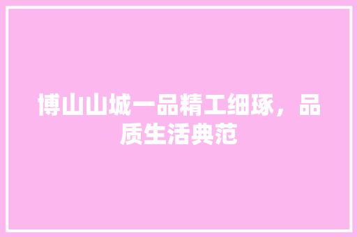 博山山城一品精工细琢，品质生活典范