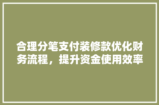 合理分笔支付装修款优化财务流程，提升资金使用效率