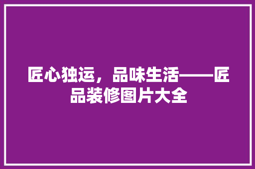 匠心独运，品味生活——匠品装修图片大全