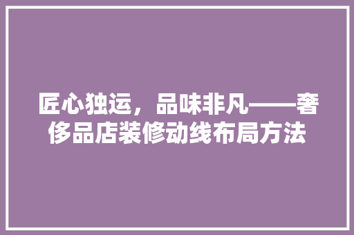 匠心独运，品味非凡——奢侈品店装修动线布局方法