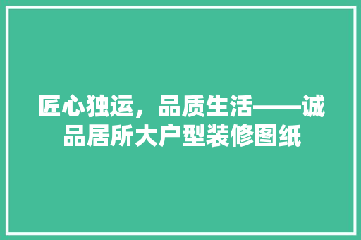 匠心独运，品质生活——诚品居所大户型装修图纸