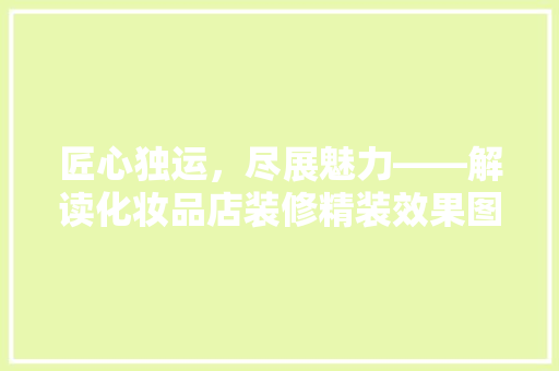 匠心独运，尽展魅力——解读化妆品店装修精装效果图