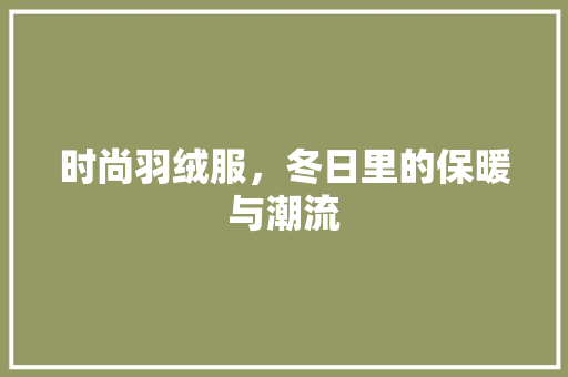 时尚羽绒服，冬日里的保暖与潮流