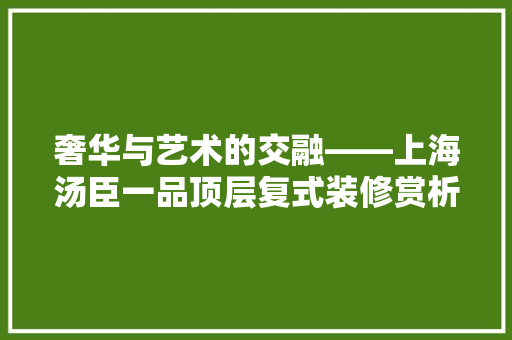 奢华与艺术的交融——上海汤臣一品顶层复式装修赏析