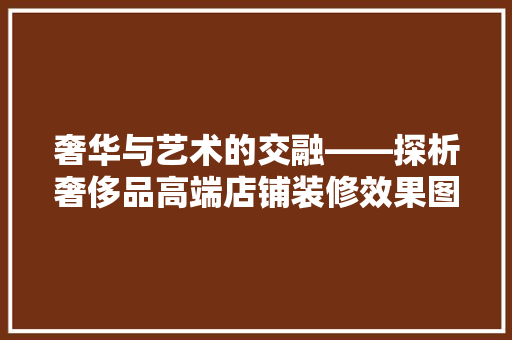 奢华与艺术的交融——探析奢侈品高端店铺装修效果图
