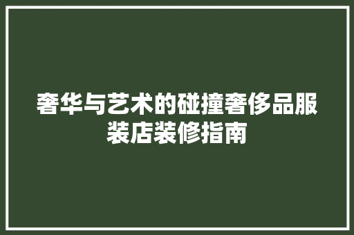 奢华与艺术的碰撞奢侈品服装店装修指南  第1张