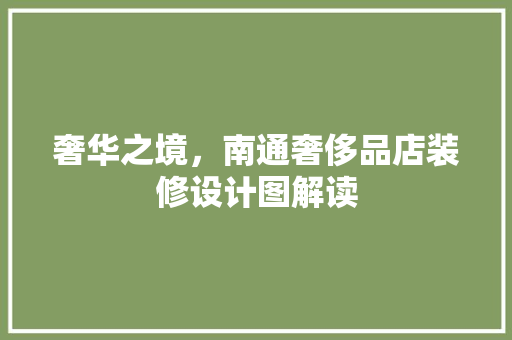 奢华之境，南通奢侈品店装修设计图解读