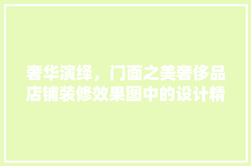 奢华演绎，门面之美奢侈品店铺装修效果图中的设计精髓