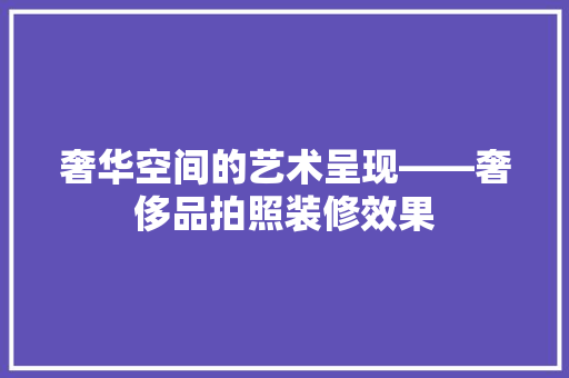 奢华空间的艺术呈现——奢侈品拍照装修效果