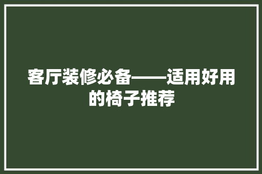 客厅装修必备——适用好用的椅子推荐