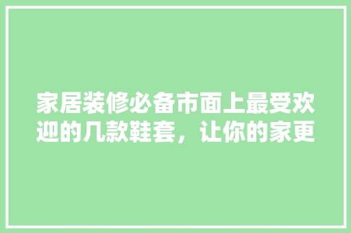 家居装修必备市面上最受欢迎的几款鞋套，让你的家更加整洁舒适！