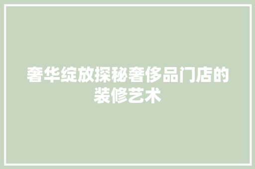 奢华绽放探秘奢侈品门店的装修艺术