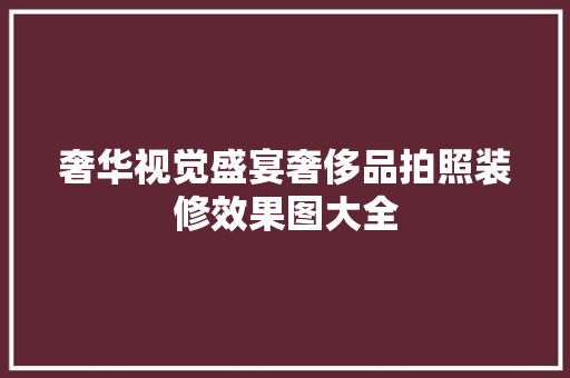 奢华视觉盛宴奢侈品拍照装修效果图大全