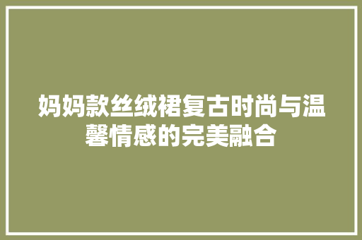 妈妈款丝绒裙复古时尚与温馨情感的完美融合