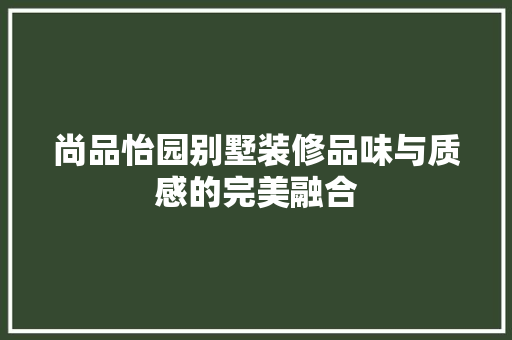 尚品怡园别墅装修品味与质感的完美融合