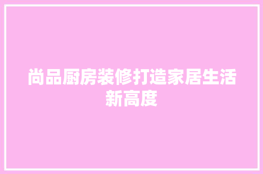 尚品厨房装修打造家居生活新高度  第1张