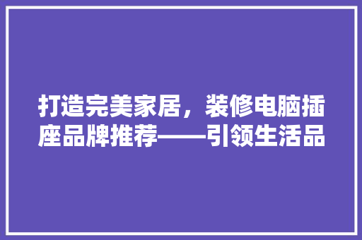 打造完美家居，装修电脑插座品牌推荐——引领生活品质新潮流