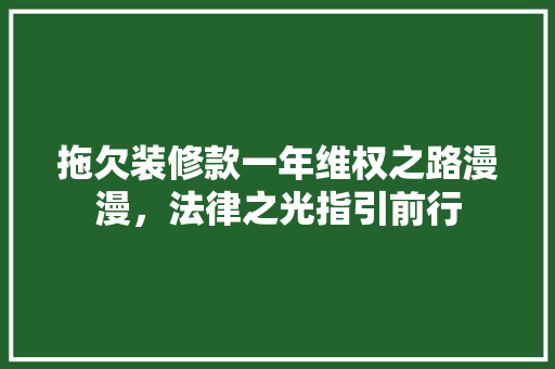 拖欠装修款一年维权之路漫漫，法律之光指引前行