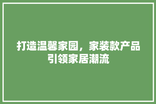 打造温馨家园，家装款产品引领家居潮流