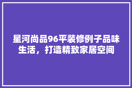星河尚品96平装修例子品味生活，打造精致家居空间