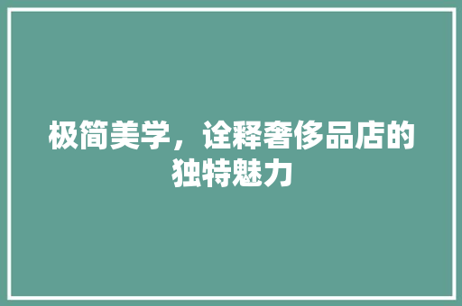 极简美学，诠释奢侈品店的独特魅力